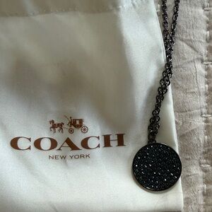 COACH Women's Black & Navy Pave Disc Pendant Necklace